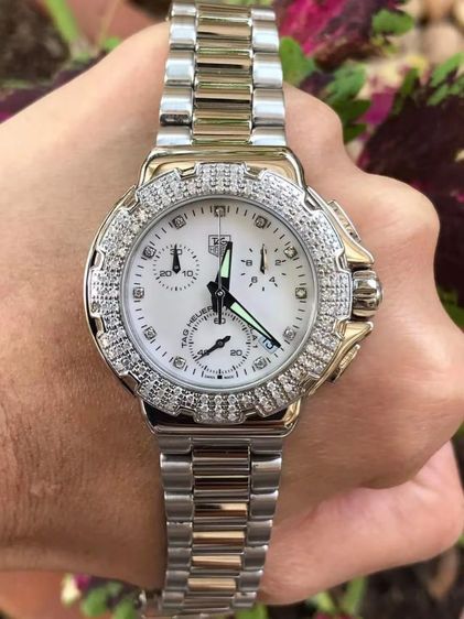 Tag Heuer F1 Top Quartz Chronograph Diamond Bezel  White MOP Dail CAC1310🇨🇭🇨🇭
   รูปที่ 6