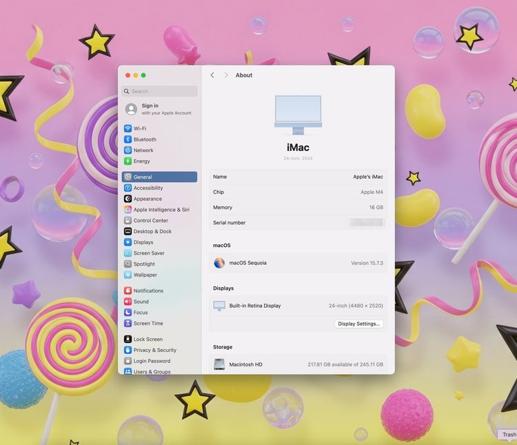 iMac 24-inch M4 2024 Two ports Ram16GB SSD256GB CPU8-Core GPU8-Core 2Ports Blue apple care 2 August 2026 รูปที่ 10