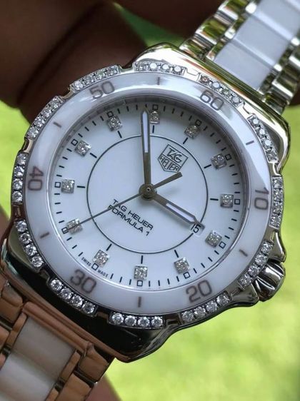 Tag Heuer F1 Quartz White Ceramic Full Diamond WAH 1313 (32mm.)🇨🇭🇨🇭  
