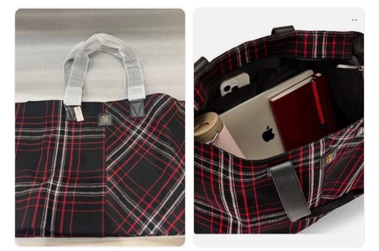 กระเป๋า Plaid Tote Bag ยี่ห้อ Victoria Secret รูปที่ 2