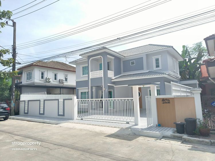 บ้านเดี่ยว หทัยราษฎร์ มีนบุรี หมู่บ้านเคซีพาร์ควิลล์3  บ้าน4 ห้องนอน มีห้องนอนชั้นล่าง ทำเลห่างจากถนน300 เมตร