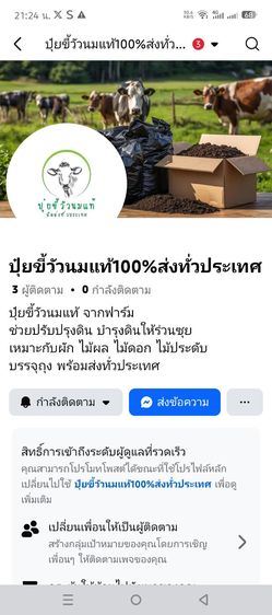 ปุ๋ยขี้วัวนมแท้