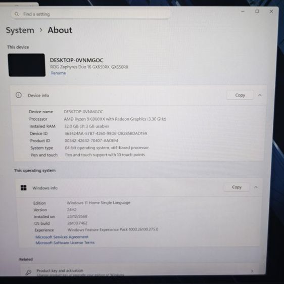 ASUS ROG ZEPHYRUS DUO 16 GX650RX-LO145WS รูปที่ 12