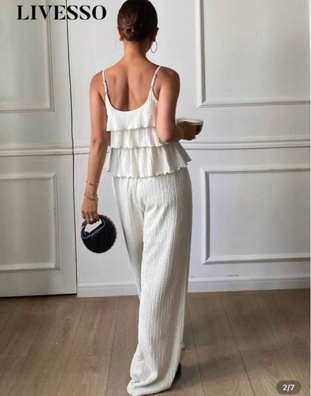 ไม่มีแขน ขาว S เสื้อเชิ้ตและเสื้อผู้หญิง Instagram Brand (IG Brands) ชุดเช็ตสตรี