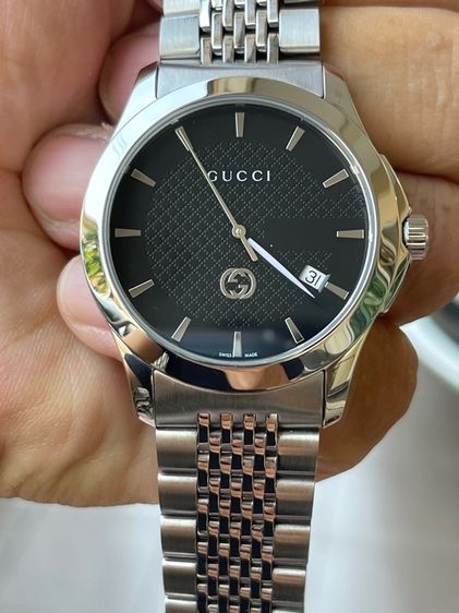 GUCCI G Timeless Black Dial Men’s Date Watch Original YA1264106 รูปที่ 12