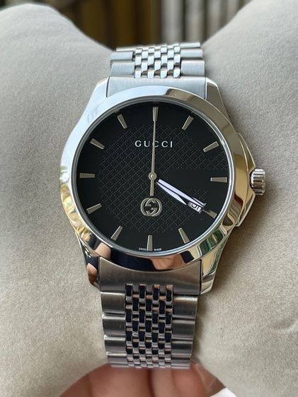 GUCCI G Timeless Black Dial Men’s Date Watch Original YA1264106 รูปที่ 6