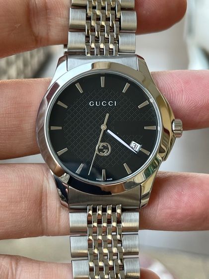 GUCCI G Timeless Black Dial Men’s Date Watch Original YA1264106 รูปที่ 8