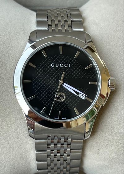 ดำ GUCCI G Timeless Black Dial Men’s Date Watch Original YA1264106