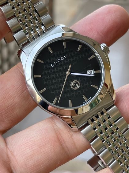 GUCCI G Timeless Black Dial Men’s Date Watch Original YA1264106 รูปที่ 9
