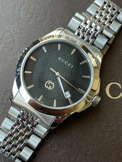 GUCCI G Timeless Black Dial Men’s Date Watch Original YA1264106 รูปที่ 7
