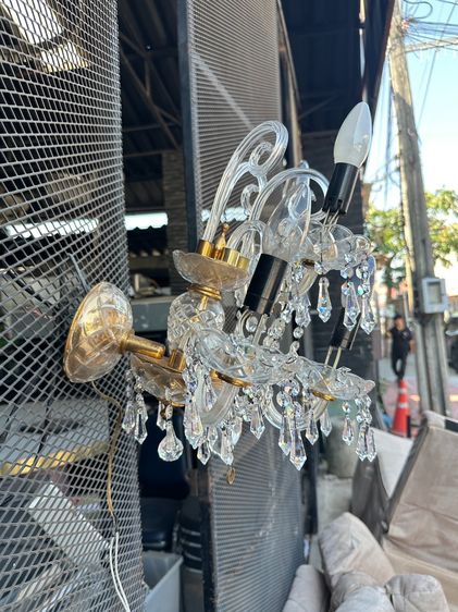 โคมไฟ สไตล์วินเทจ ประดับคริสตัล โครงเหล็ก ถ้วยแก้ว  รูปที่ 3