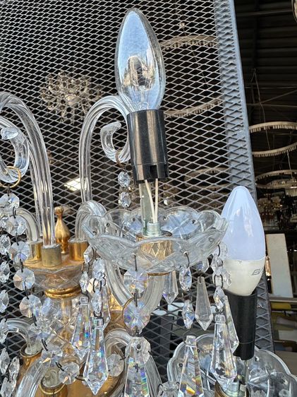 โคมไฟ สไตล์วินเทจ ประดับคริสตัล โครงเหล็ก ถ้วยแก้ว  รูปที่ 6