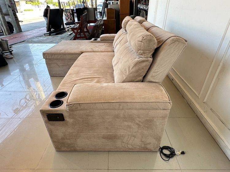 โซฟาเบด เบาะผ้ากำมะหยี่สีน้ำตาล พิงหลังปรับเอนได้ 3 ระดับ รูปที่ 4