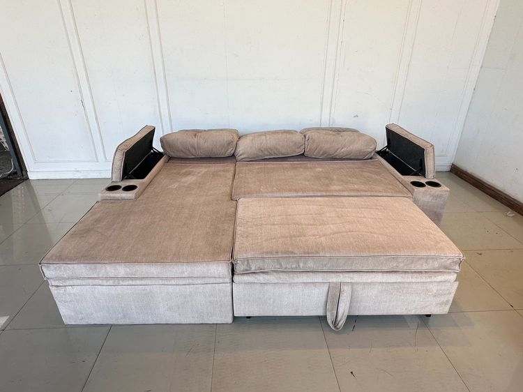 โซฟาเบด เบาะผ้ากำมะหยี่สีน้ำตาล พิงหลังปรับเอนได้ 3 ระดับ รูปที่ 11