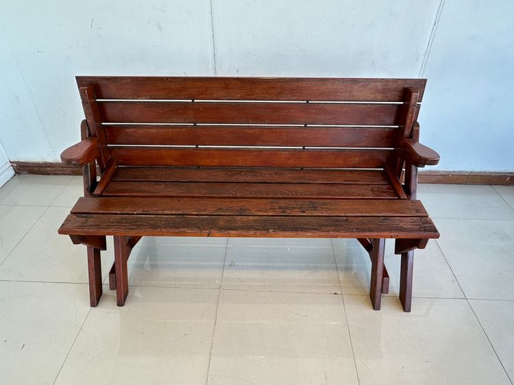 ม้านั่ง OUTDOOR พับเป็นโต๊ะอาหารได้ โครงไม้จริง สีน้ำตาล รูปที่ 8