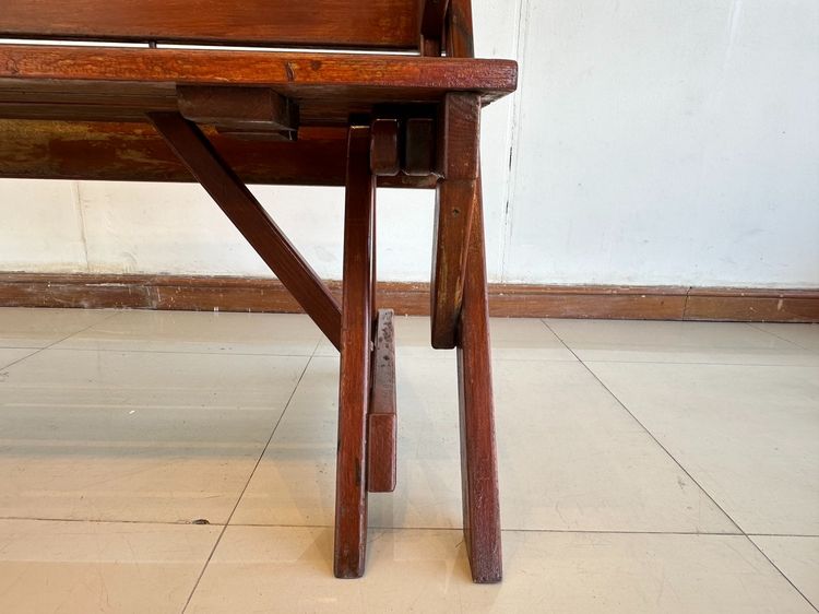 ม้านั่ง OUTDOOR พับเป็นโต๊ะอาหารได้ โครงไม้จริง สีน้ำตาล รูปที่ 11