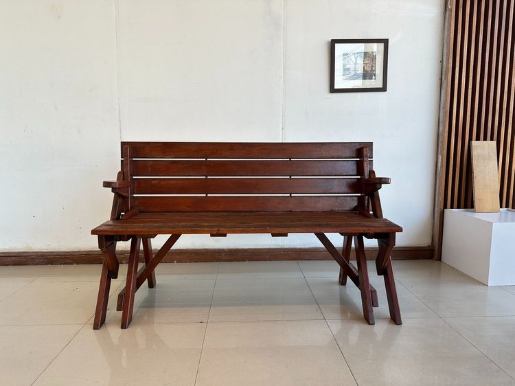 ม้านั่ง OUTDOOR พับเป็นโต๊ะอาหารได้ โครงไม้จริง สีน้ำตาล รูปที่ 13