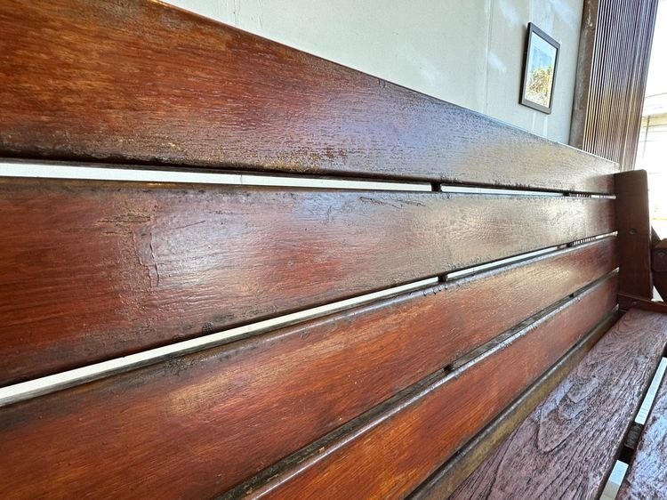 ม้านั่ง OUTDOOR พับเป็นโต๊ะอาหารได้ โครงไม้จริง สีน้ำตาล รูปที่ 7