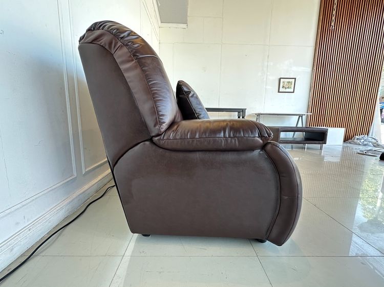 โซฟา 3 ที่นั่ง เบาะหนังแท้ผิวสัมผัสสีน้ำตาล รูปที่ 8