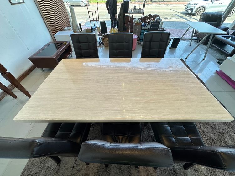 ชุดโต๊ะทานอาหาร 6 ที่นั่ง ท็อปหินเทียมสีครีม รูปที่ 6