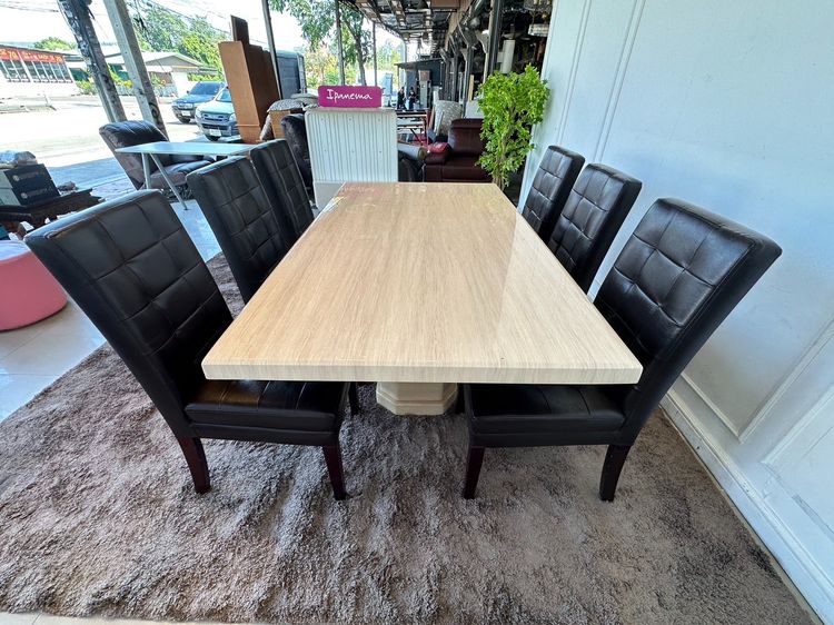 ชุดโต๊ะทานอาหาร 6 ที่นั่ง ท็อปหินเทียมสีครีม รูปที่ 5