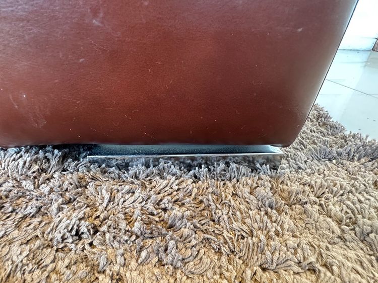 โซฟา 3 ที่นั่ง เบาะหนังแท้ผิวสัมผัสสีน้ำตาล รูปที่ 15