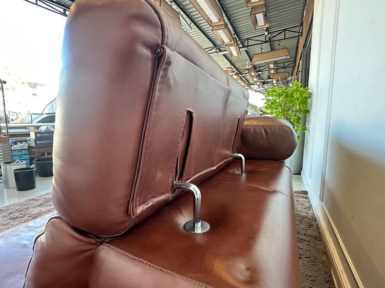 โซฟา 3 ที่นั่ง เบาะหนังแท้ผิวสัมผัสสีน้ำตาล รูปที่ 7