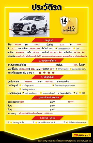 Nissan Kicks 2023 1.2 V Utility-car ไฮบริด ไม่ติดแก๊ส เกียร์อัตโนมัติ ขาว รูปที่ 2