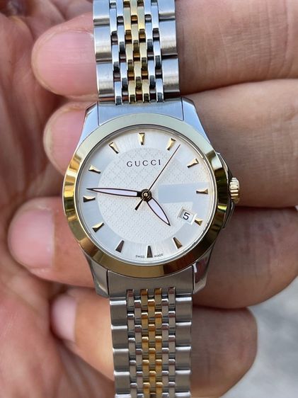 GUCCI G Timeless 27 mm 2K Lady Watch White Gold Dial YA1265016 รูปที่ 18