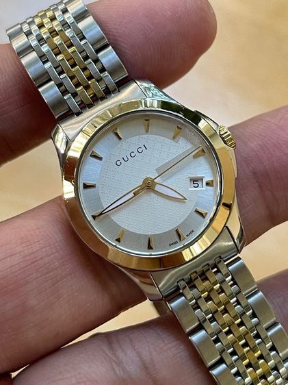 GUCCI G Timeless 27 mm 2K Lady Watch White Gold Dial YA1265016 รูปที่ 7
