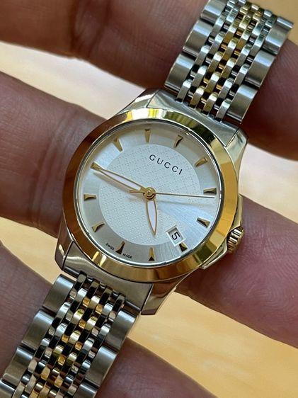 GUCCI G Timeless 27 mm 2K Lady Watch White Gold Dial YA1265016 รูปที่ 6