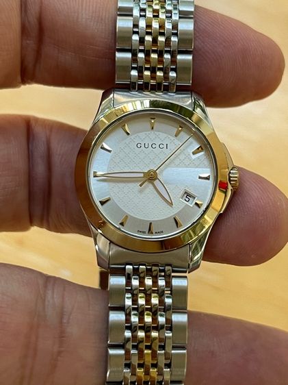 GUCCI G Timeless 27 mm 2K Lady Watch White Gold Dial YA1265016 รูปที่ 5