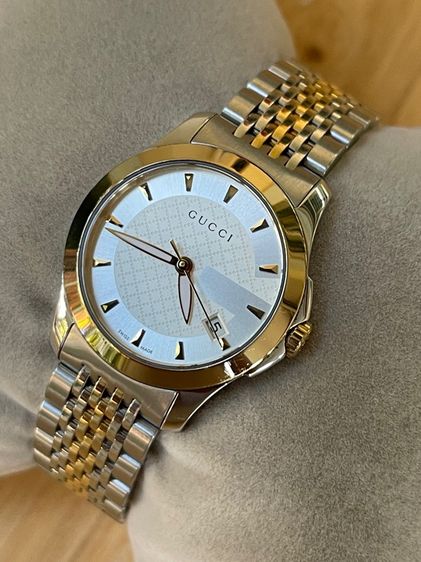 ขาว GUCCI G Timeless 27 mm 2K Lady Watch White Gold Dial YA1265016