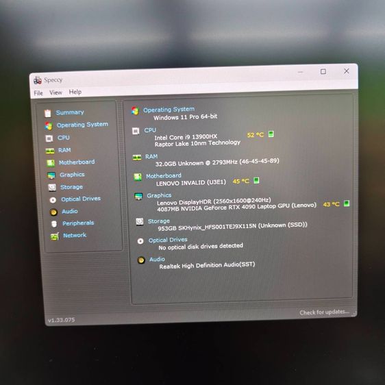  Lenovo Legion Pro7Type 82WQ i9-13900HX RTX 4090 RAM 32GB SSD1TBจอ16" 2K 240Hzประกันศูนย์เกือบ3ปี รูปที่ 5