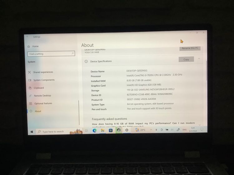 แล็ปท็อป Lenovo Yoga 530 สัมผัสหน้าจอได้ 14นิ้ว รูปที่ 11