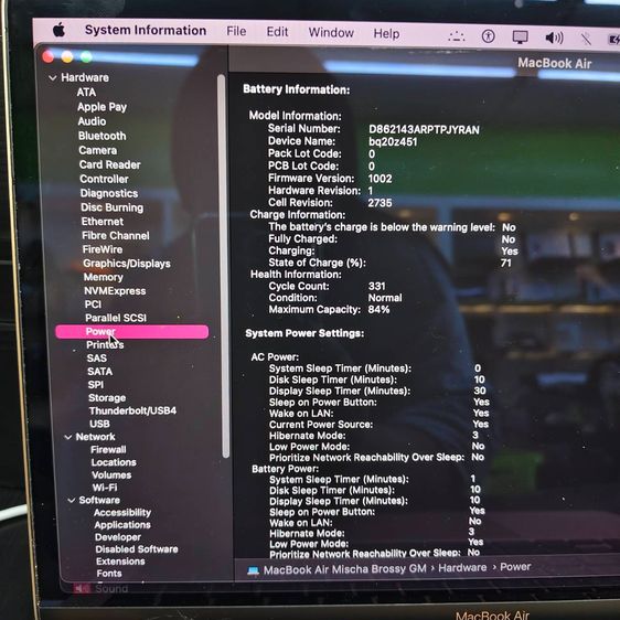 MacBook Air M1 13 นิ้ว สี Gold  RAM 8GB  SSD 256GB  แบต 84 รูปที่ 10