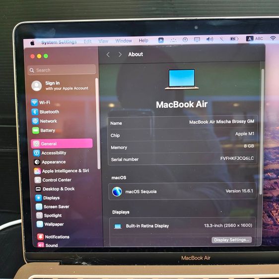 MacBook Air M1 13 นิ้ว สี Gold  RAM 8GB  SSD 256GB  แบต 84 รูปที่ 8