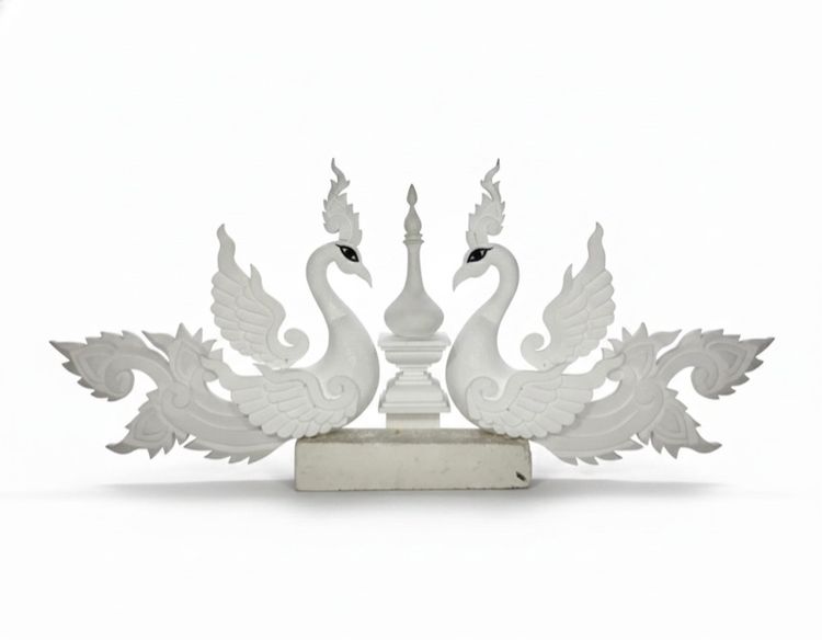 หงส์แกะสลักโรยกากเพชร รูปที่ 6