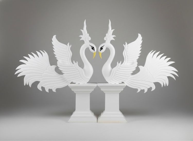 แกะสลักโฟมหงส์นกยูงพุ่มกวางช้างฯลฯ รูปที่ 3