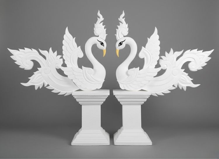 แกะสลักโฟมหงส์นกยูงพุ่มกวางช้างฯลฯ รูปที่ 2