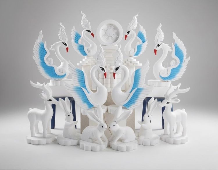 งานแกะสลัก พุ่มปักผ้าป่ากฐินจัดงานมงคลอวมงคล รูปที่ 18