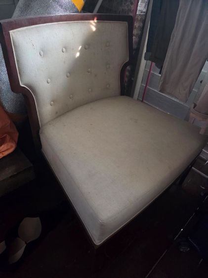 เทา เก้าอี้ตั้งข้างห้อง/เก้าอี้โต๊ะอาหาร ผ้าฝ้าย เก้าอี้ วินเทจ ใหญ่ แต่งบ้านไม้เก่า