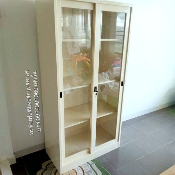 ตู้เหล็กบานเลื่อนกระจกสูง183ซม. เหล็กหนา กันสนิม ชั้นปรับระดับได้ รูปที่ 6