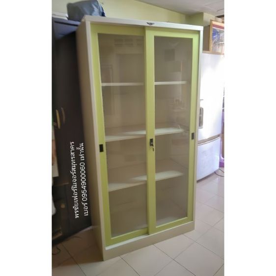 ตู้เหล็กบานเลื่อนกระจกสูง183ซม. เหล็กหนา กันสนิม ชั้นปรับระดับได้ รูปที่ 3