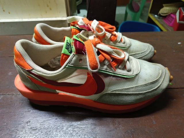 Nike LD Waffle sacai CLOT Kiss of Death Net Orange Blaze Size 10.5 US รูปที่ 4