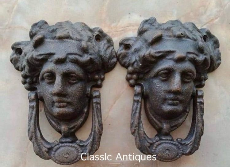 มือจับประตู หน้าแหม่ม เหล็กหล่อสะสม รูปที่ 2