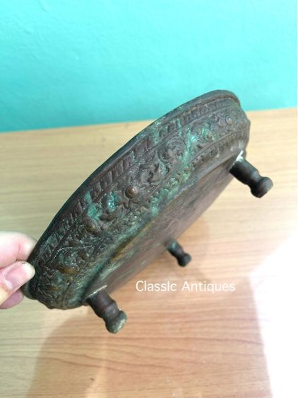 ถาด น้ำชา ทองเหลือง เก่าโบราณสะสม รูปที่ 5