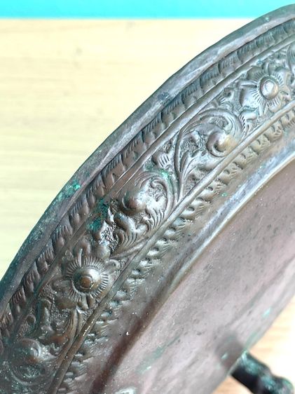 ถาด น้ำชา ทองเหลือง เก่าโบราณสะสม รูปที่ 9