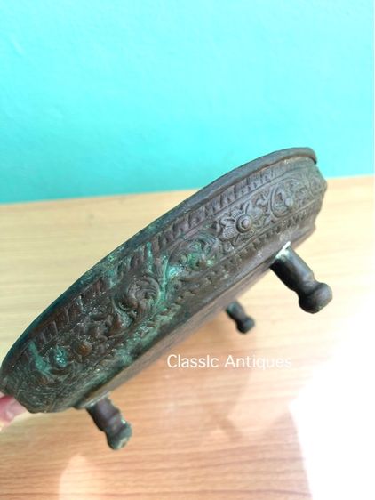 ถาด น้ำชา ทองเหลือง เก่าโบราณสะสม รูปที่ 13