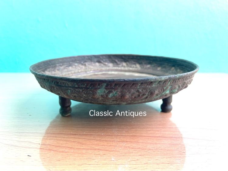 ถาด น้ำชา ทองเหลือง เก่าโบราณสะสม รูปที่ 3